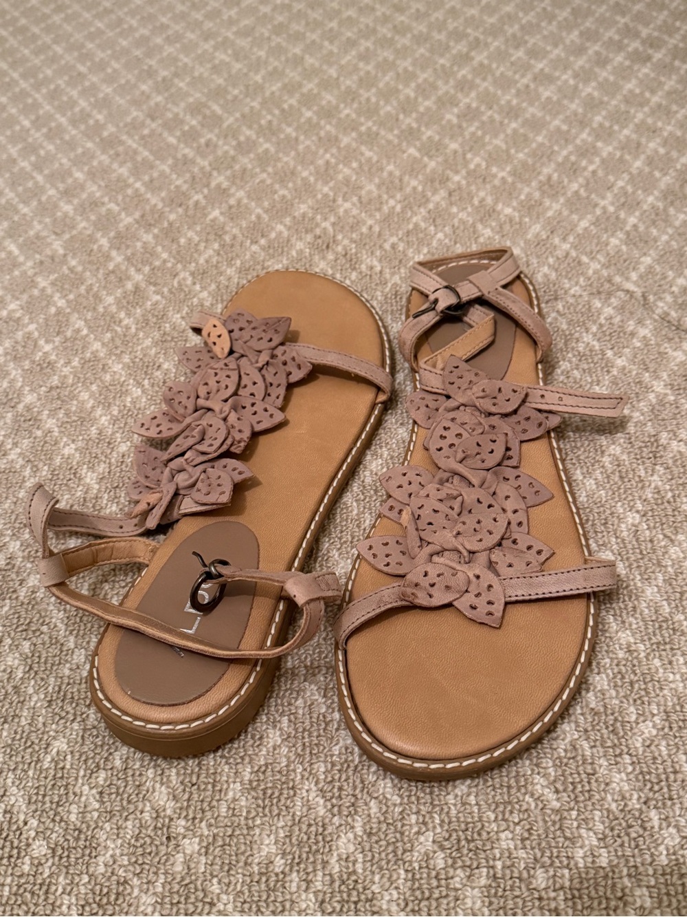 Aldo Beige Floral Cutout Strappy Sandals